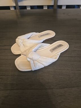 Steve Madden White Knotted Slide Mules